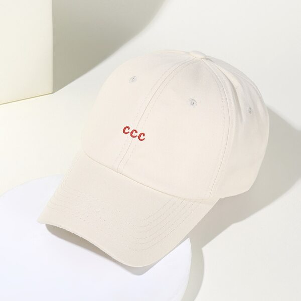 

Letter Embroidered Baseball Cap, Beige