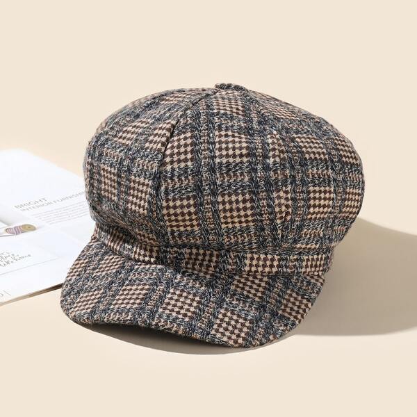 

Plaid Print Beret, Multicolor