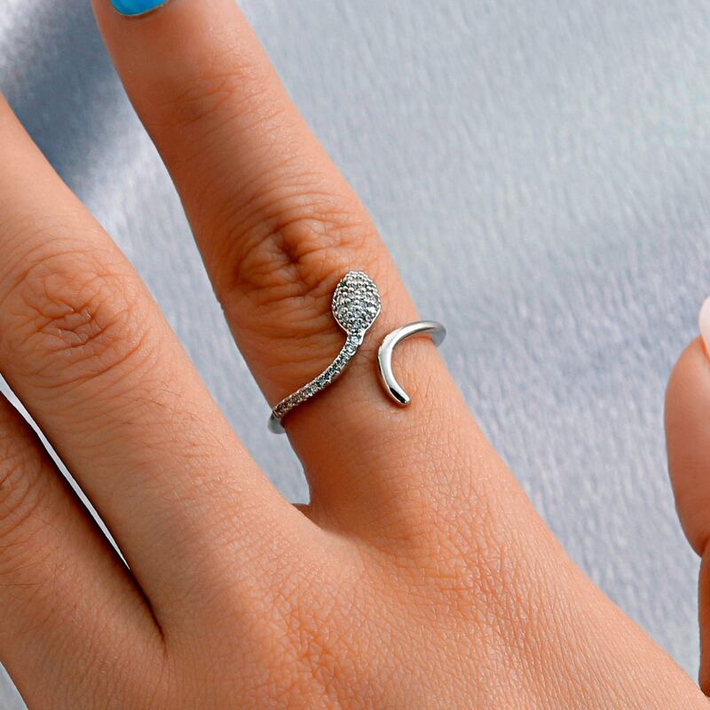 

Serpentine Design Ring, Silver