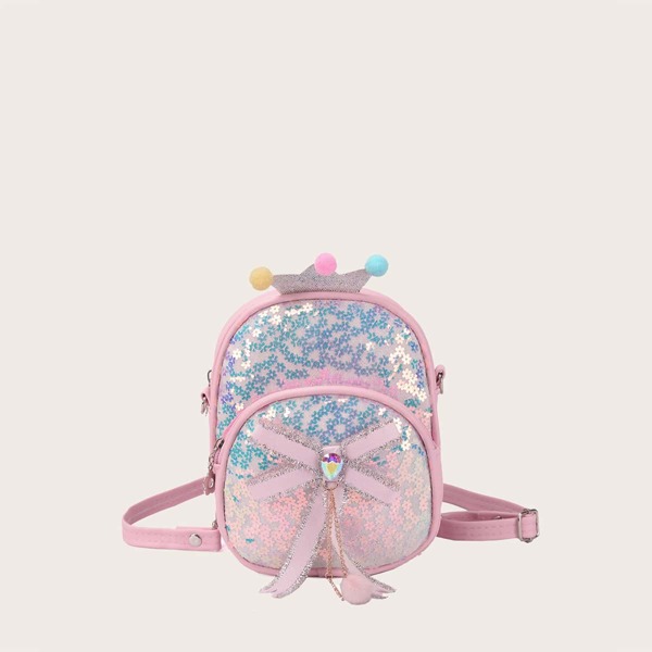 

Girls Bow & Sequin Decor Backpack, Pink