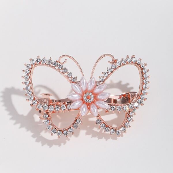 

Rhinestone Butterfly Decor Hair Clip, Silver
