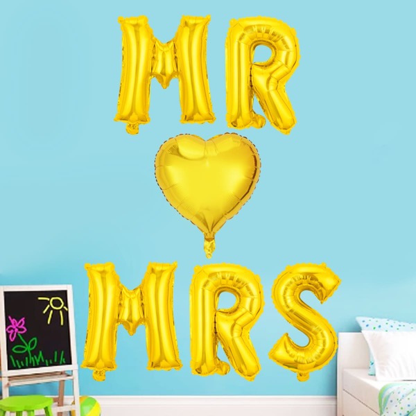 

6pcs Wedding Party Balloon Set, Gold