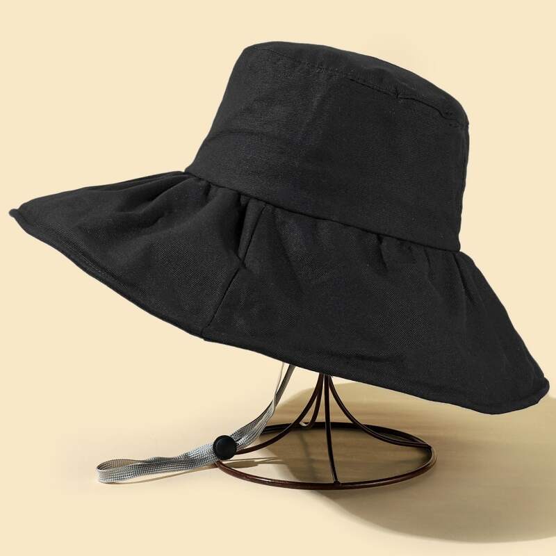 

Ruched Decor Bucket Hat, Black