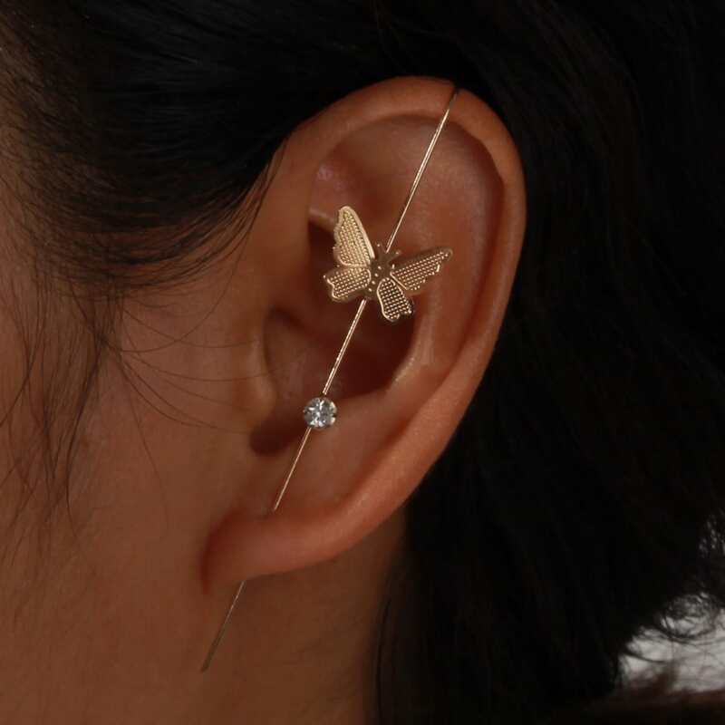

1pc Butterfly Decor Ear Cuff, Gold