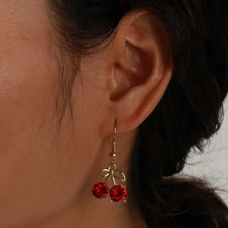 

Cherry Charm Earrings, Red