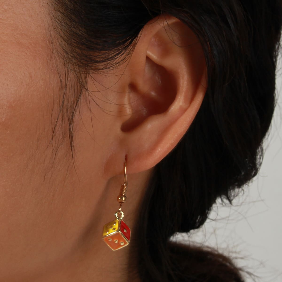 

Dice Charm Earrings, Gold