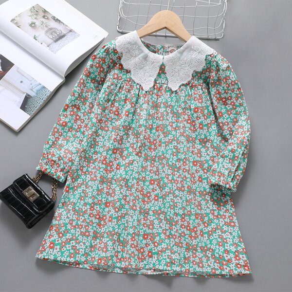 

Girls Peter Pan Collar Ditsy Floral Smock Dress, Multicolor