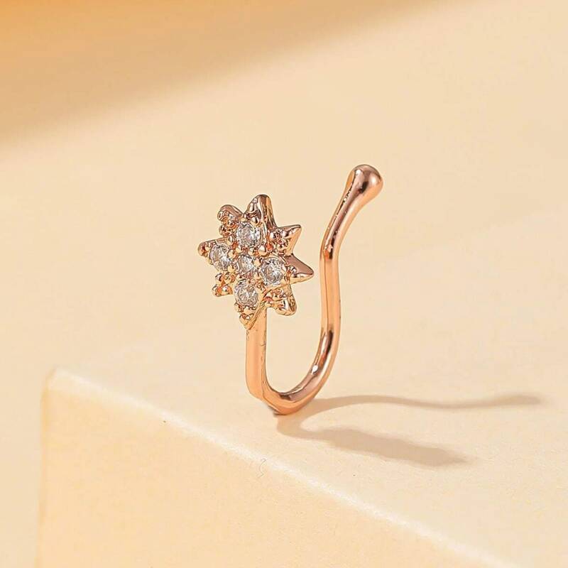 

Rhinestone Decor Nose Ring, Gold