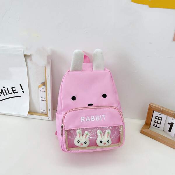 

Girl Letter Embroidery Cartoon Design Backpack, Pink