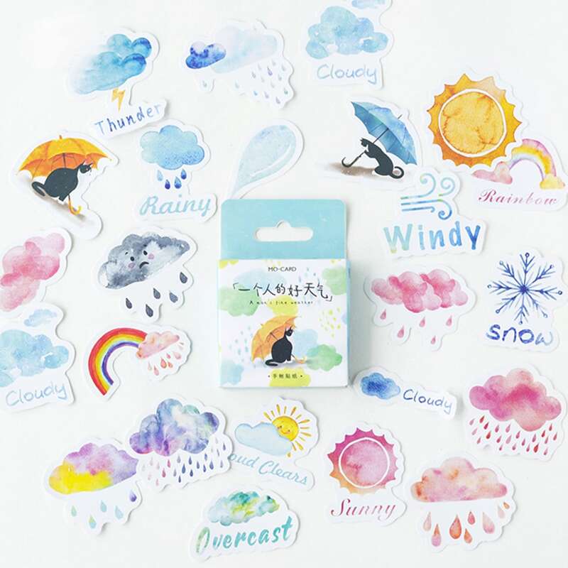 

1box Cartoon Weather Sticker, Multicolor