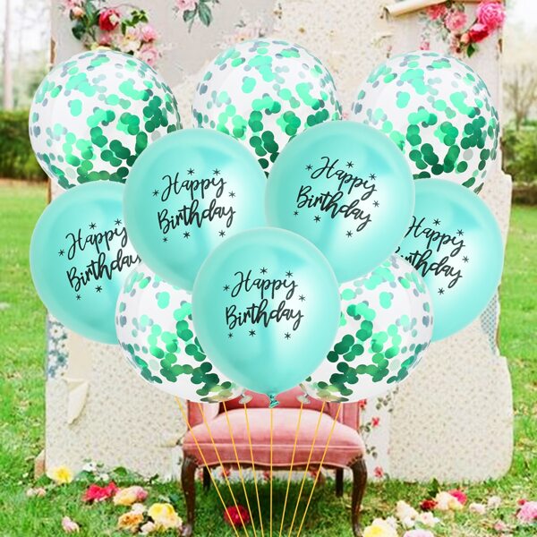 

10pcs Birthday Decoration Balloon Set, Mint green