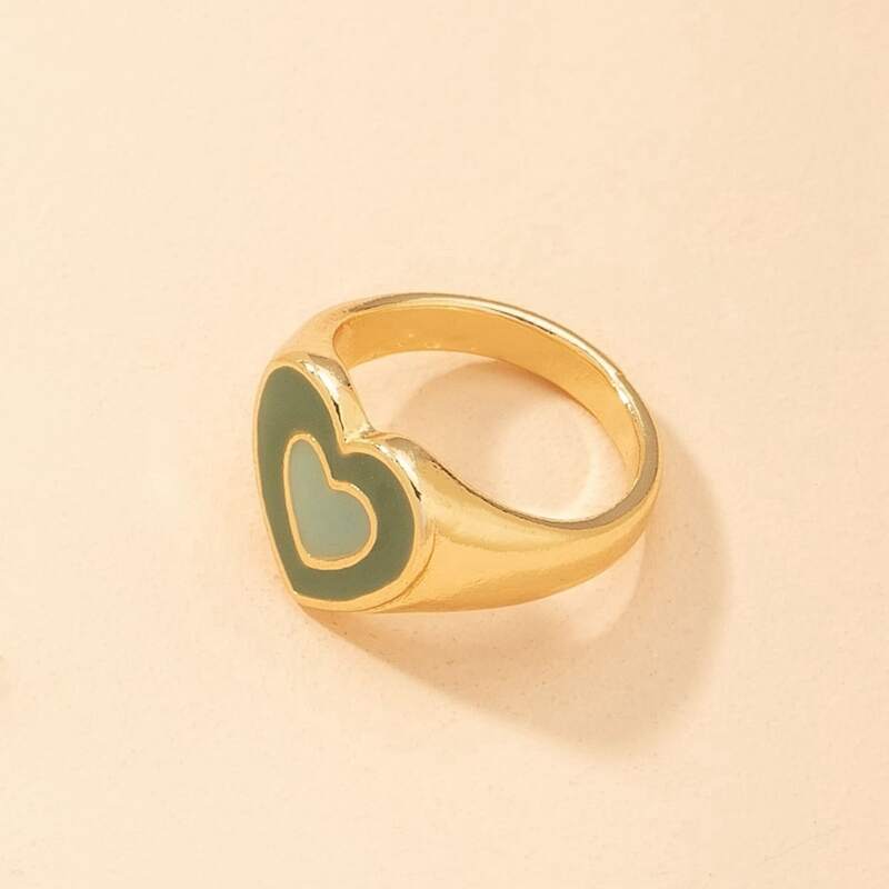 

Heart Design Ring, Green