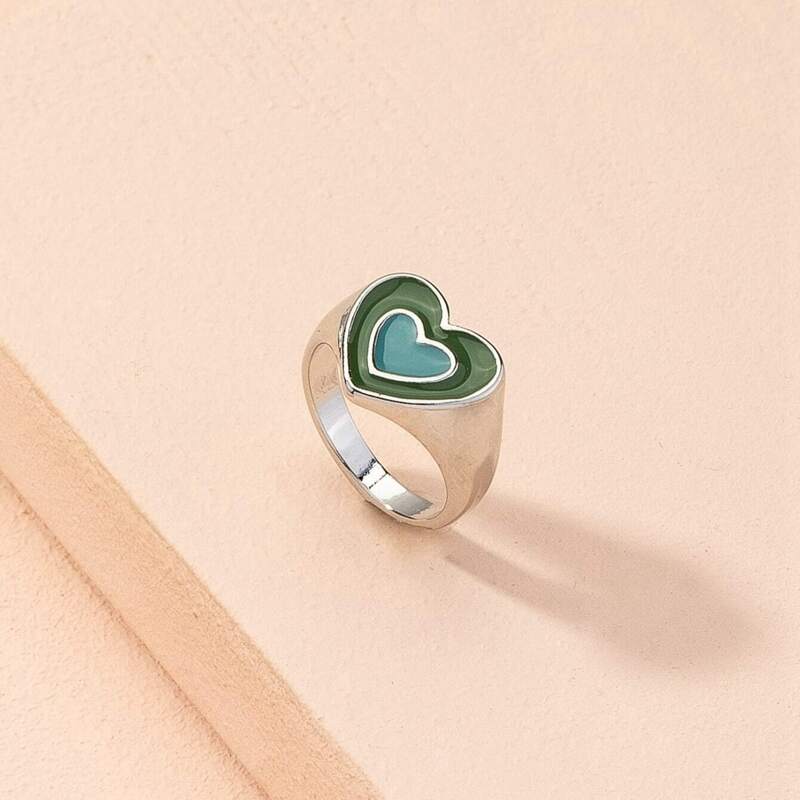 

Heart Design Ring, Mint blue
