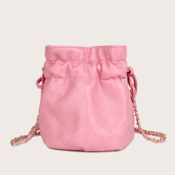 

Quilted Embossed Bucket Bag, Pink
