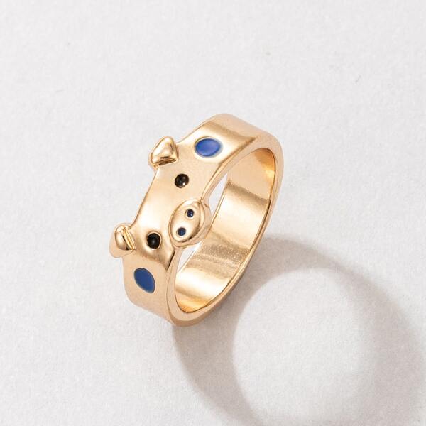 

Cartoon Pig Design Ring, Gold