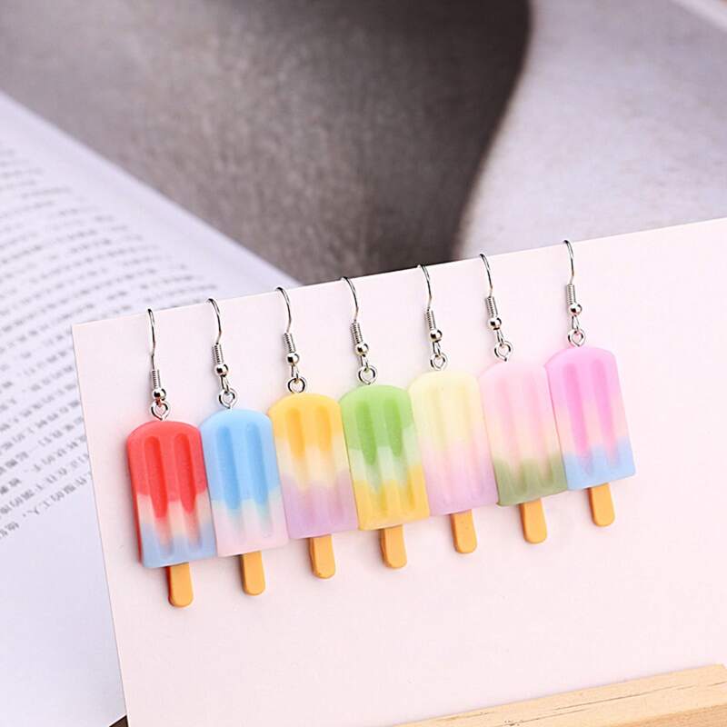 

2pcs Random Cartoon Popsicle Earrings, Multicolor