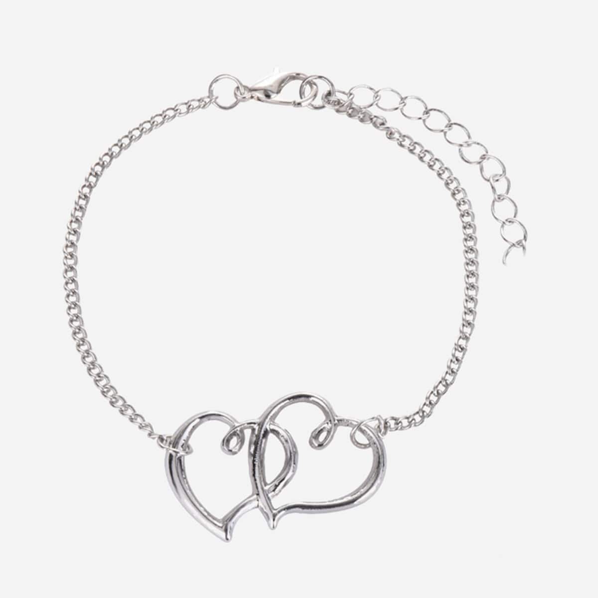 

Heart Decor Chain Anklet, Silver