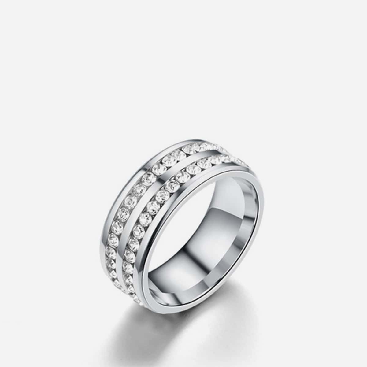 

1pc Rhinestone Decor Ring, Silver
