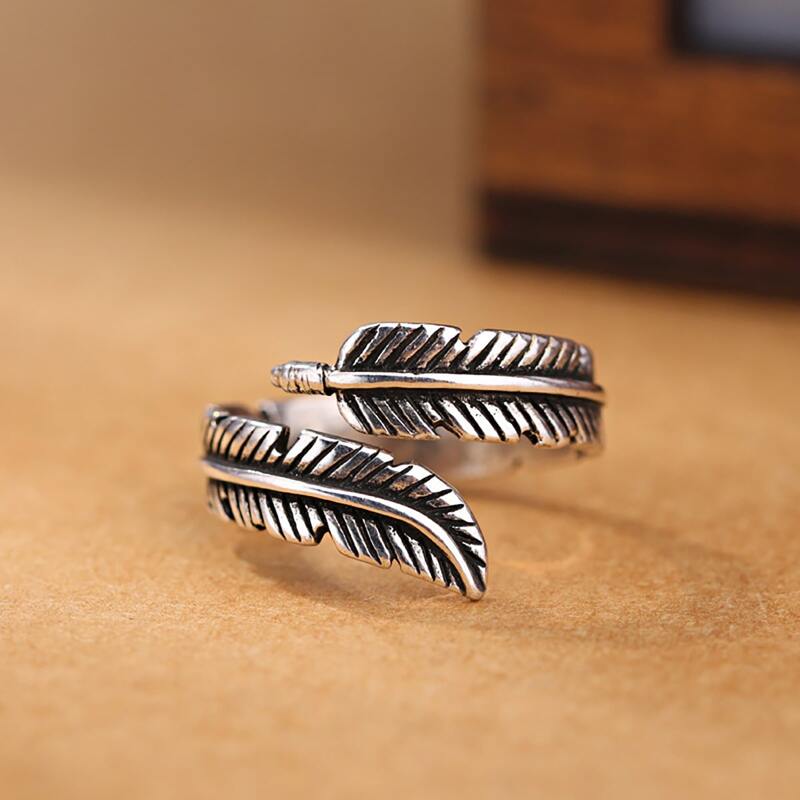 

1pc Leaf Design Cuff Ring, Silver