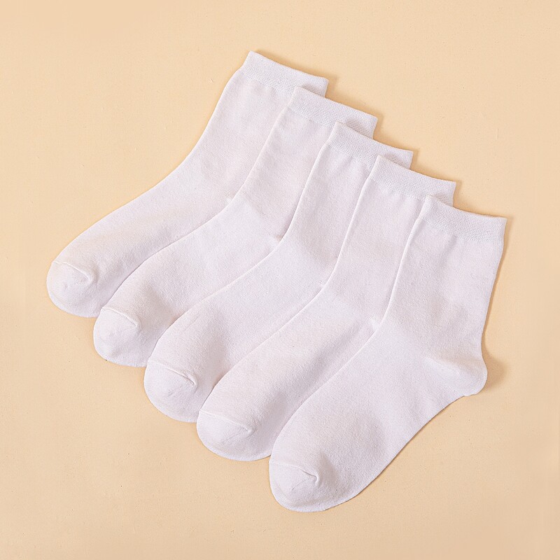 

Guys 5pairs Solid Crew Socks, White
