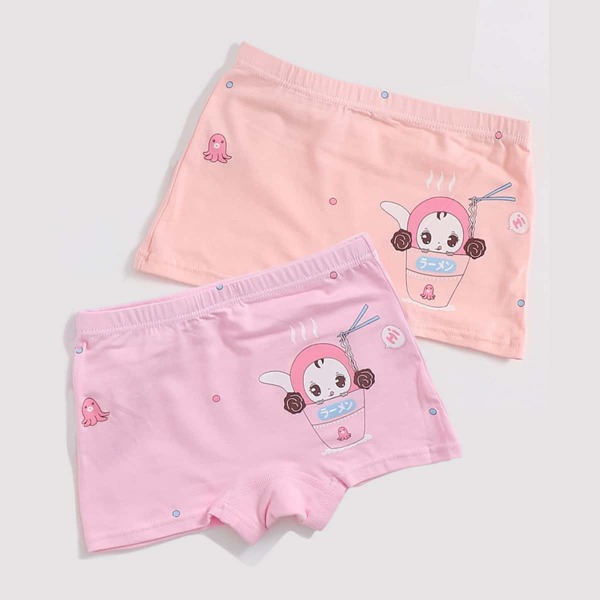 

4pcs Toddler Girls Cartoon And Japanese Letter Graphic Underwear, Multicolor