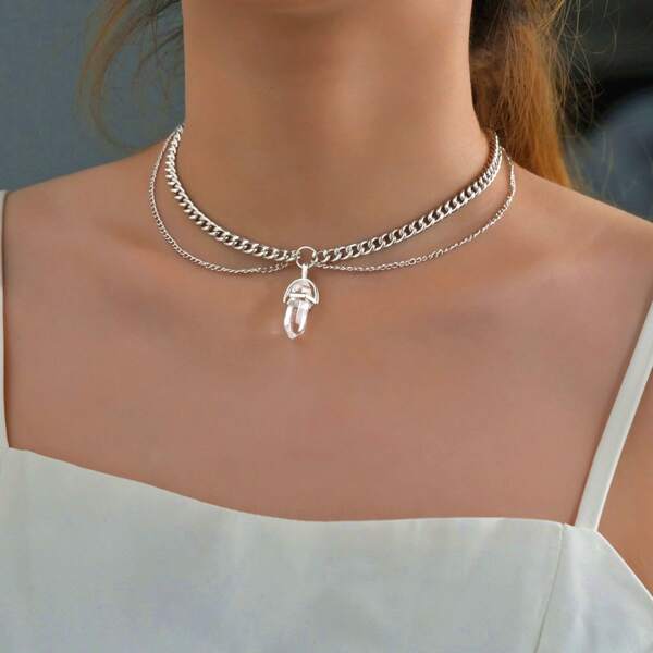 

Simple Layered Necklace, Silver