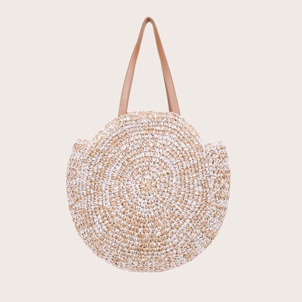 

Minimalist Woven Circle Bag, Camel