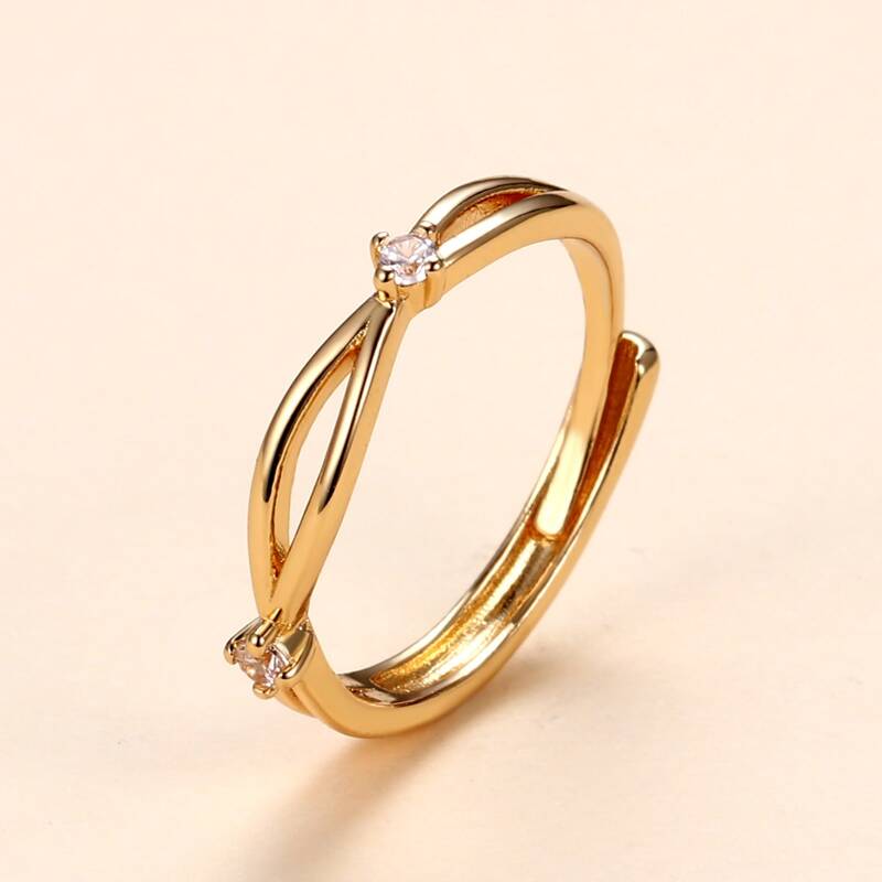 

1pc Rhinestone Decor Ring, Gold