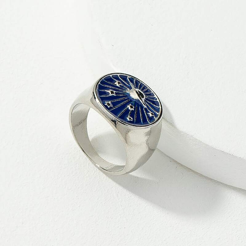 

1pc Planet Graphic Ring, Silver