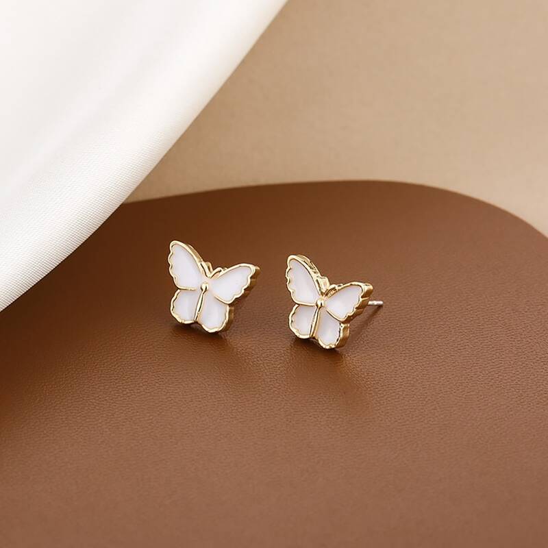 

Butterfly Decor Stud Earrings, White