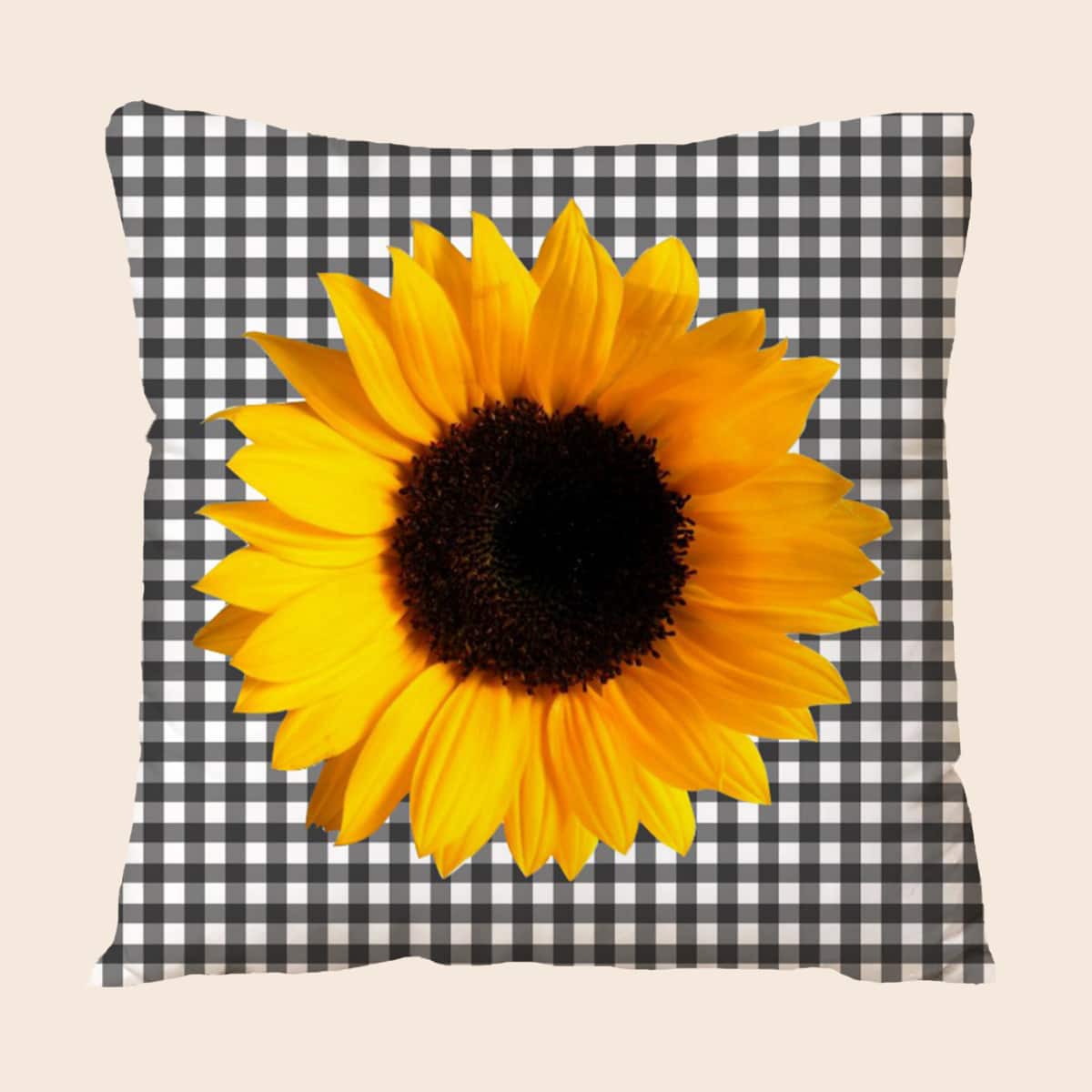 

Sunflower Print Cushion Cover Without Filler, Multicolor