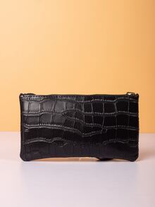 Bolso De Mano Con Estampado De Cocodrilo - Negro - Ver 3