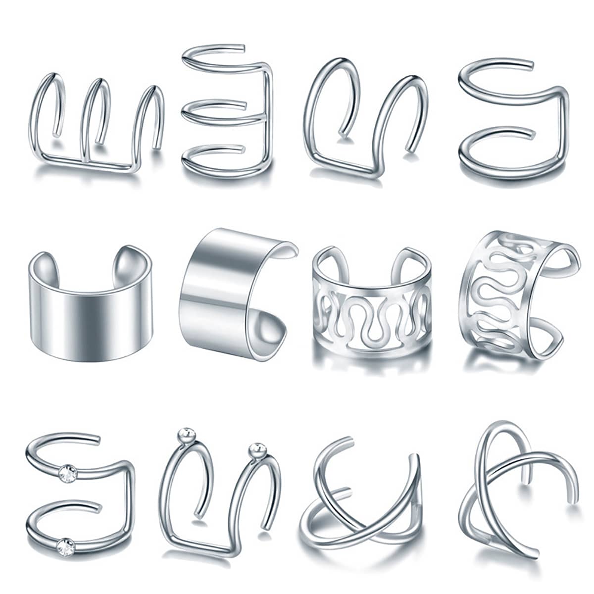 

12pcs Minimalist Ear Cuff, Silver