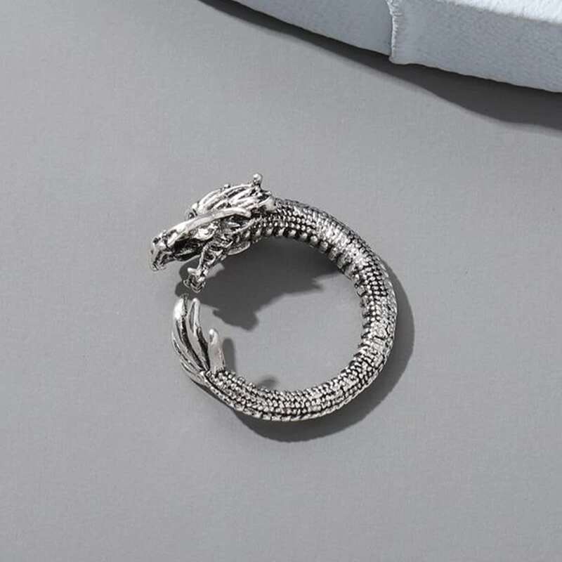 

Dragon Design Cuff Ring, Silver