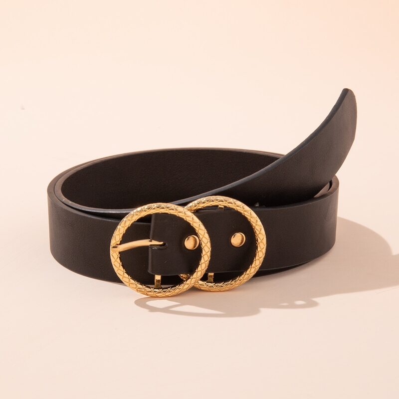 

Round Buckle Belt, Black