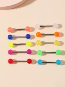 10入組/套男士夜光舌杠鈴環中性時尚朋克身體穿刺首飾適用於首飾類禮品 - 彩色 - 查看 1