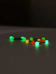 10入組/套男士夜光舌杠鈴環中性時尚朋克身體穿刺首飾適用於首飾類禮品 - 彩色 - 查看 2