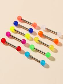 10入組/套男士夜光舌杠鈴環中性時尚朋克身體穿刺首飾適用於首飾類禮品 - 彩色 - 查看 4