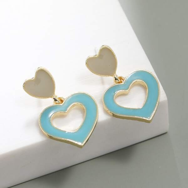 

Heart Drop Earrings, Blue