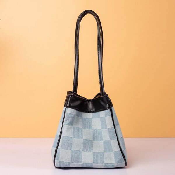 

Checkered Graphic Bucket Bag With Inner Pouch, Multicolor