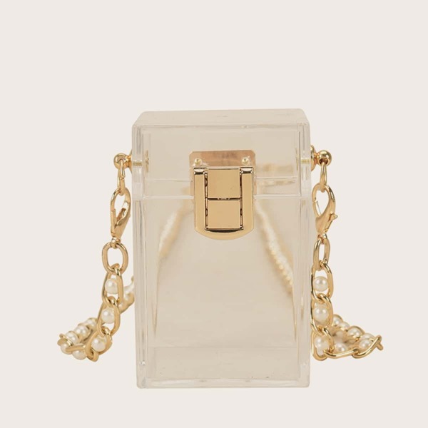 

Pearls Decor Clear Box Bag