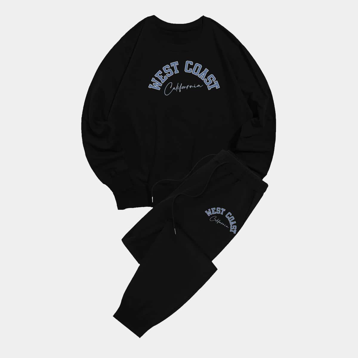 

Guys Letter Graphic Sweatshirt & Sweatpants Set, Black