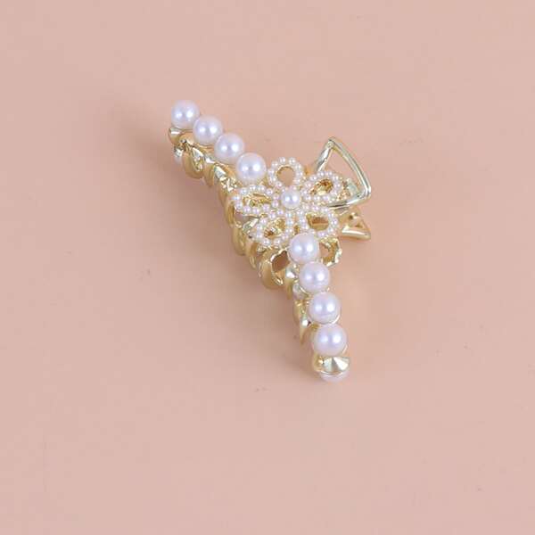 

Faux Pearl Decor Hair Claw, Multicolor