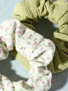 2pcs Ditsy Floral Print Scrunchie - Multicolor - View 3