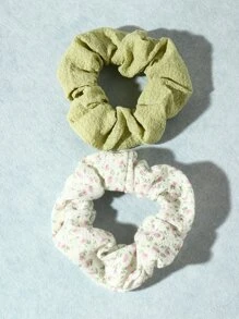 2pcs Ditsy Floral Print Scrunchie - Multicolor - View 2