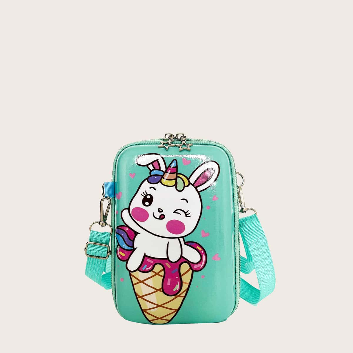 

Cartoon Graphic Crossbody Bag, Green