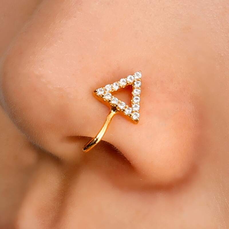 

Rhinestone Decor Nose Ring, Gold