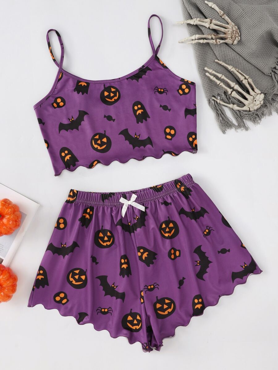 Conjunto de pijama Halloween con lazo - Morado - Ver 1