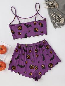 Conjunto de pijama Halloween con lazo - Morado - Ver 2