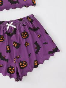 Conjunto de pijama Halloween con lazo - Morado - Ver 3